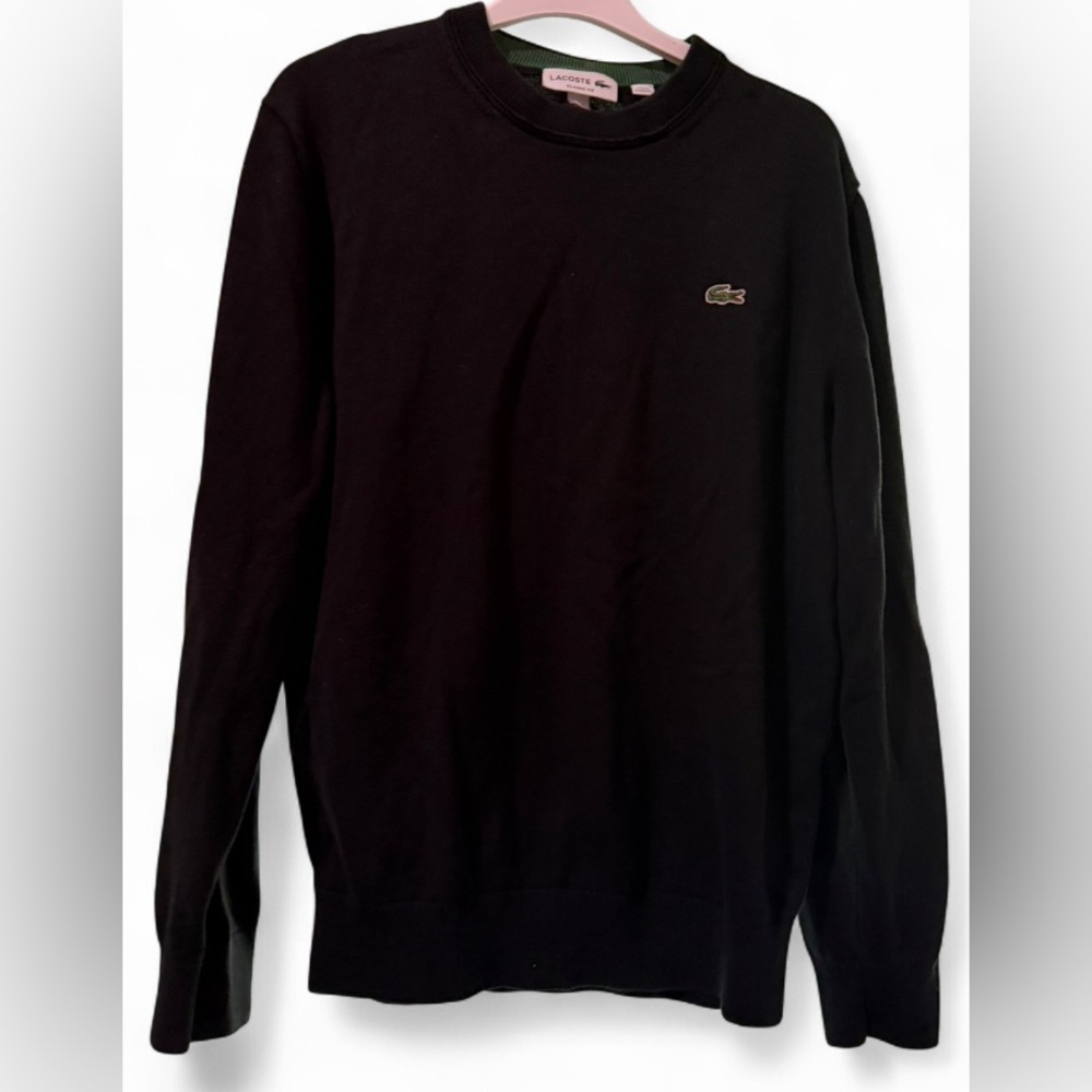 Lacoste Black Wool Logo Crewneck Sweater XL | Men’s Premium Knit